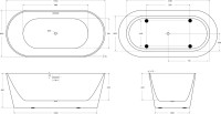 Акриловая ванна BelBagno BB416 170x80 см, отдельностоящая, белая, овальная, со сливом-переливом, с донным клапаном