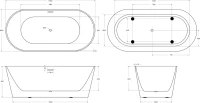 Акриловая ванна BelBagno BB416 170x80 см, отдельностоящая, белая, овальная, со сливом-переливом, с донным клапаном