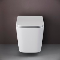 Комплект Унитаз подвесной Ceramicanova Cubic CN1806 с микролифтом, безободковый + Инсталляция STWORKI + Кнопка 230823 хром матовый