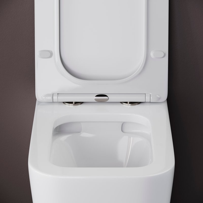 Комплект Унитаз подвесной Ceramicanova Cubic CN1806 с микролифтом, безободковый + Инсталляция STWORKI + Кнопка 230823 хром матовый