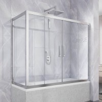 Шторка на ванну Kubele DE019 PR4-CLN-CH 170х80 см, профиль хром