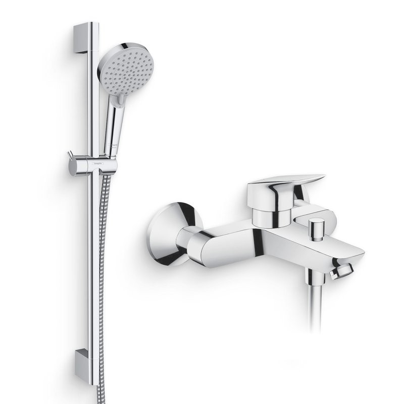 Душевой комплект Смеситель Hansgrohe Logis 71400000 + Гарнитур Vernis Blend 26279000 EcoSmart, хром