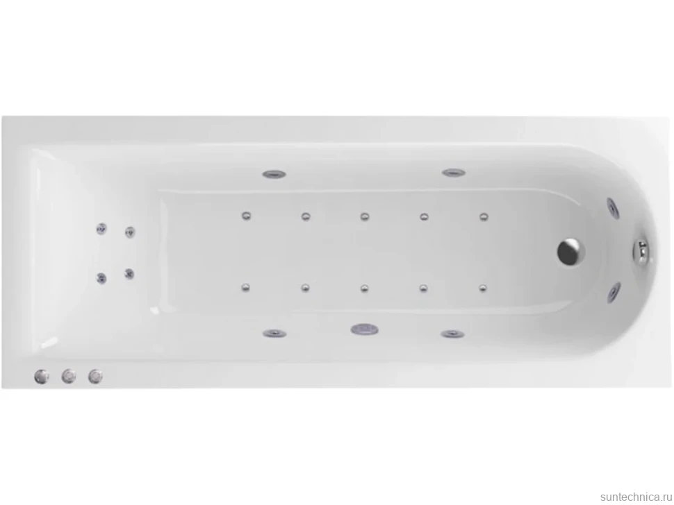 Акриловая ванна Excellent Aurum Lux WAEX.AUR15.LUX.CR 150x70 см, пристенная, с гидромассажем, белая, с каркасом, со сливом-переливом