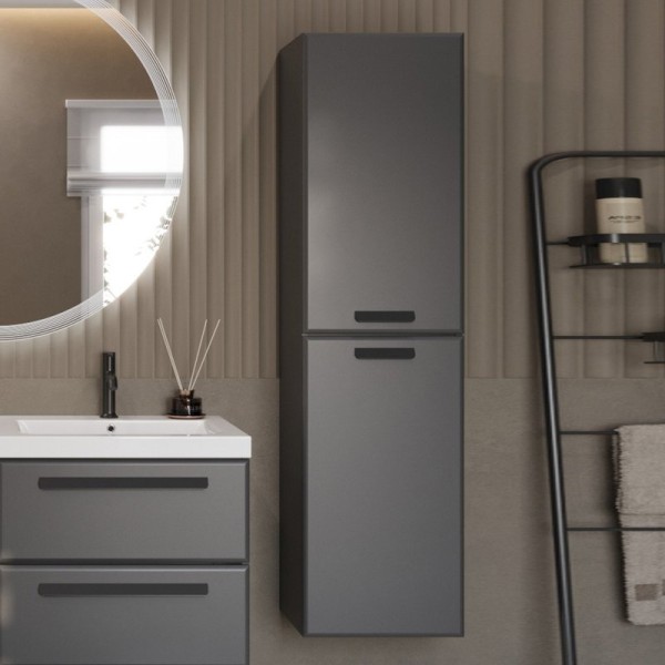 Шкаф пенал для ванной Cezares Eco 40 универсальный ручки матовые черные, grafito