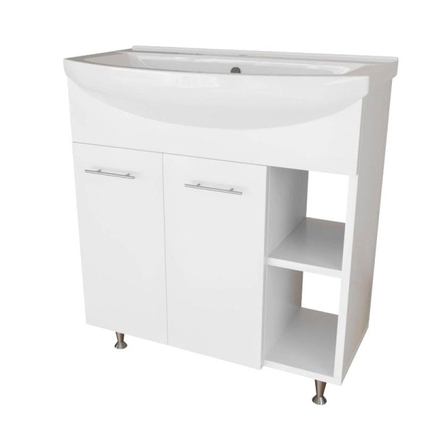 Тумба с раковиной Mixline Анри 75 глянцевая белая, в сборе