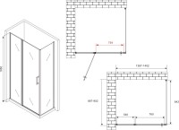 Душевой уголок Abber Sonnenstrand AG04140S-S90 90x140, профиль хром, стекло прозрачное