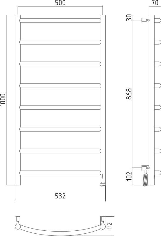 Полотенцесушитель электрический Сунержа Галант 4.0 100х50 хром, R