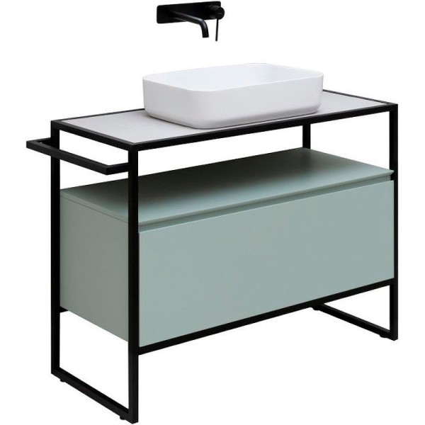 Тумба под раковину со столешницей Allen Brau Priority 100 напольная, папирус матовый, столешница бежевая