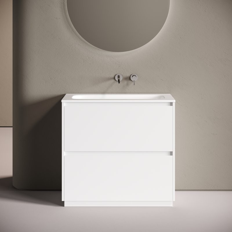 Тумба с раковиной Sancos Libra Floor 90 напольный, белый глянец, раковина СN7019wx