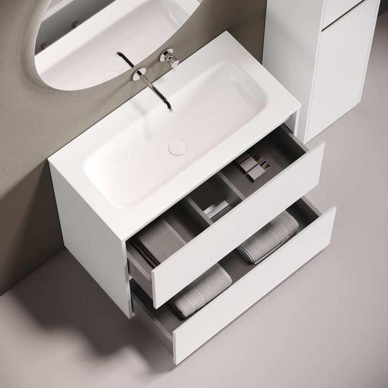 Тумба с раковиной Sancos Libra Floor 90 напольный, белый глянец, раковина СN7019wx