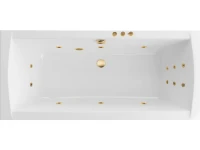 Акриловая ванна Excellent Aquaria Lux Smart 180x80 см, встраиваемая, с гидромассажем, белая, с каркасом, со сливом-переливом, фурнитура золото