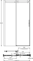 Душевая дверь в нишу KERAMA MARAZZI Cristallo CT.120.SD.BLK.M 120 см, профиль черный матовый, стекло прозрачное