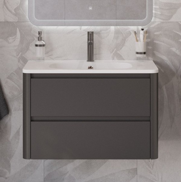 Тумба с раковиной Cezares Relax 80 оружейная сталь, раковина Cezares CZR-800/480-LV-MR-NV