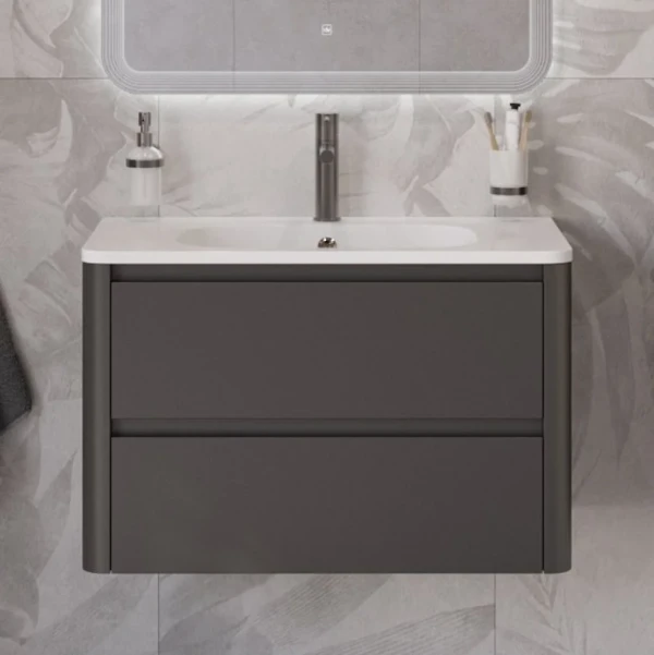 Тумба с раковиной Cezares Relax 80 оружейная сталь, раковина Cezares CZR-800/480-LV-MR-NV