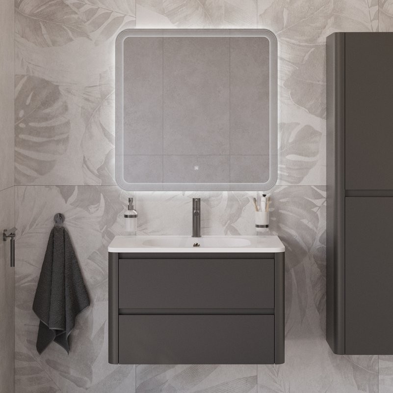 Тумба с раковиной Cezares Relax 80 оружейная сталь, раковина Cezares CZR-800/480-LV-MR-NV