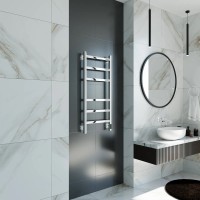 Полотенцесушитель электрический Grota Nosto 430х1000 NP EL 100x45 см, подключение справа, слева, скрытое подключение справа, глянцевый хром, лесенка