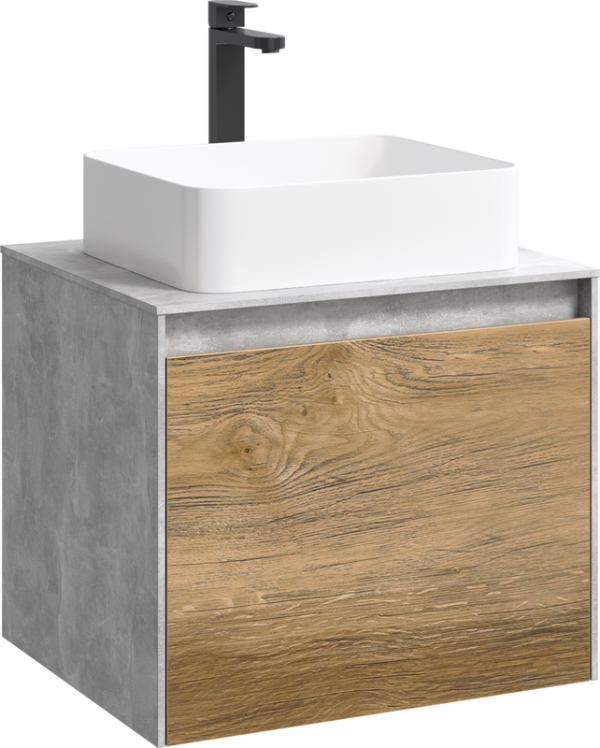 Тумба с раковиной Aqwella 5 stars Mobi 60 бетон светлый, дуб балтийский