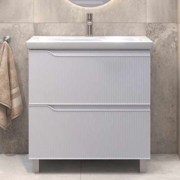 Тумба под раковину без столешницы Vigo Neo 80 напольная, 2 ящика, матовая белая