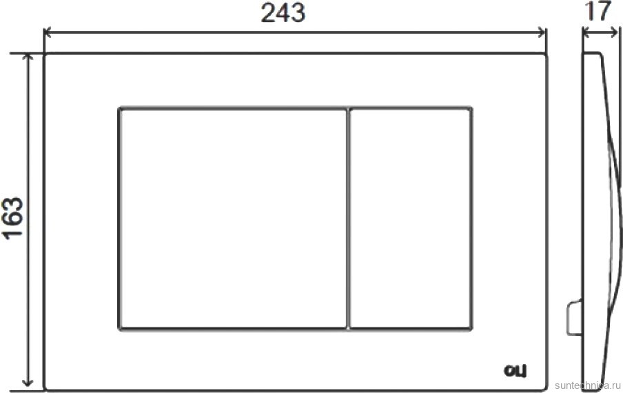 Кнопка смыва OLI Metal dual 656004 хром глянцевый, антивандальная