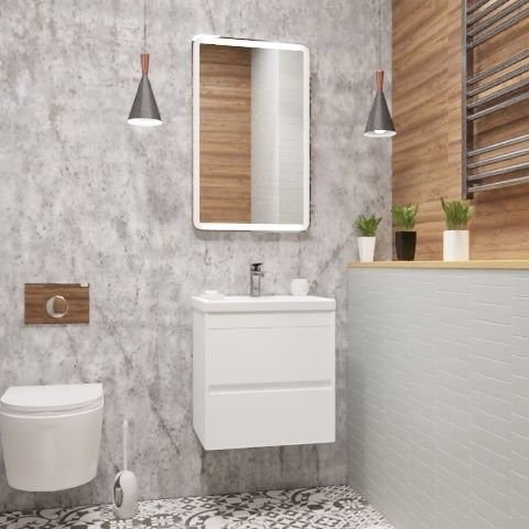 Мебель для ванной комнаты Art&Max Family 50, подвесная, Bianco Lucido