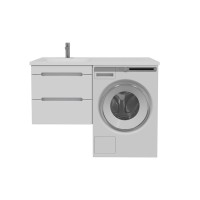 Тумба под раковину без столешницы SanStar Толедо 50 подвесная, под стиральную машину, глянцевая белая