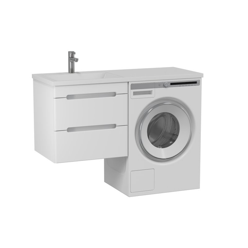 Тумба под раковину без столешницы SanStar Толедо 50 подвесная, под стиральную машину, глянцевая белая