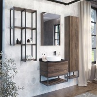 Зеркало-шкаф Comforty Порто 50 дуб тёмно-коричневый