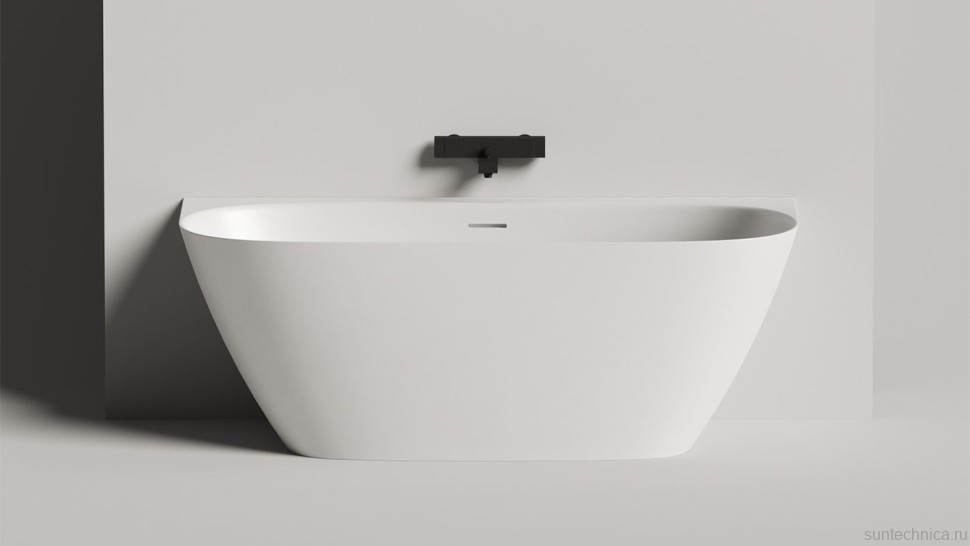 Ванна из искусственного камня Salini Sofia Wall S-Stone 160x80 см, пристенная, белая, овальная, с донным клапаном