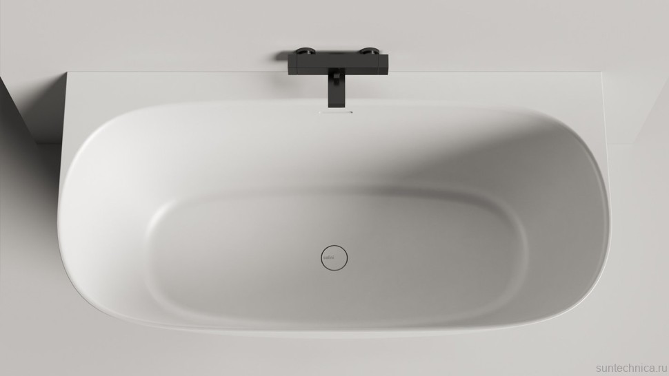 Ванна из искусственного камня Salini Sofia Wall S-Stone 160x80 см, пристенная, белая, овальная, с донным клапаном