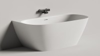 Ванна из искусственного камня Salini Sofia Wall S-Stone 160x80 см, пристенная, белая, овальная, с донным клапаном