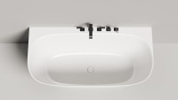 Ванна из искусственного камня Salini Sofia Wall S-Stone 160x80 см, пристенная, белая, овальная, с донным клапаном