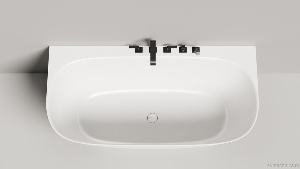 Ванна из искусственного камня Salini Sofia Wall S-Stone 160x80 см, пристенная, белая, овальная, с донным клапаном