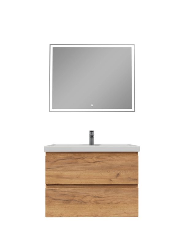 Мебель для ванной комнаты SanStar Riana 80 подвесная, дуб крафт золотой, раковина Фостер 80