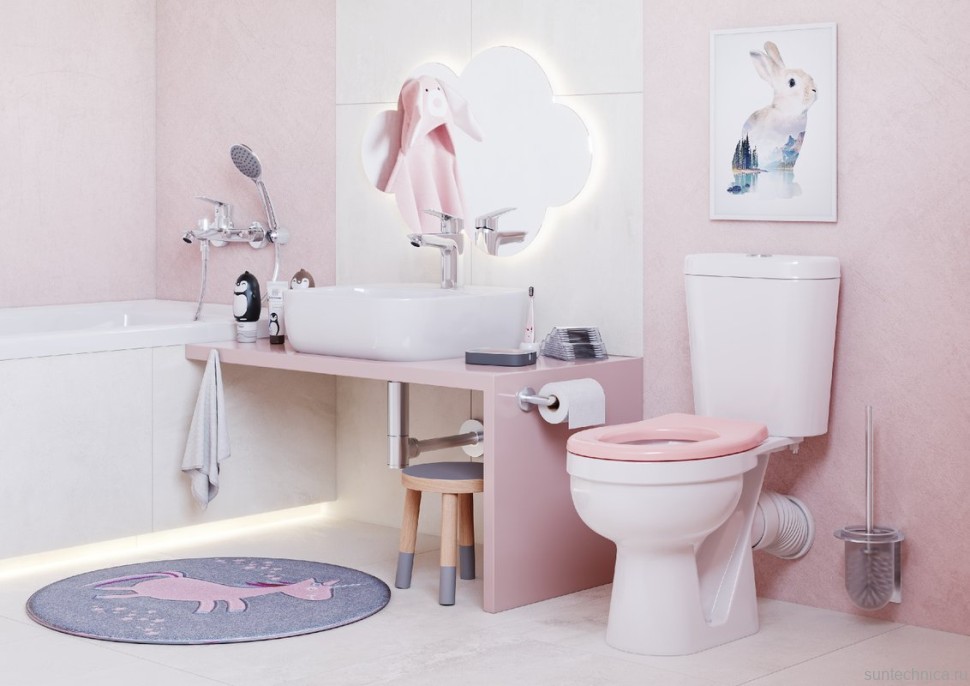 Детский унитаз-компакт Santek Алькор 1WH501847 белый, сиденье розовое