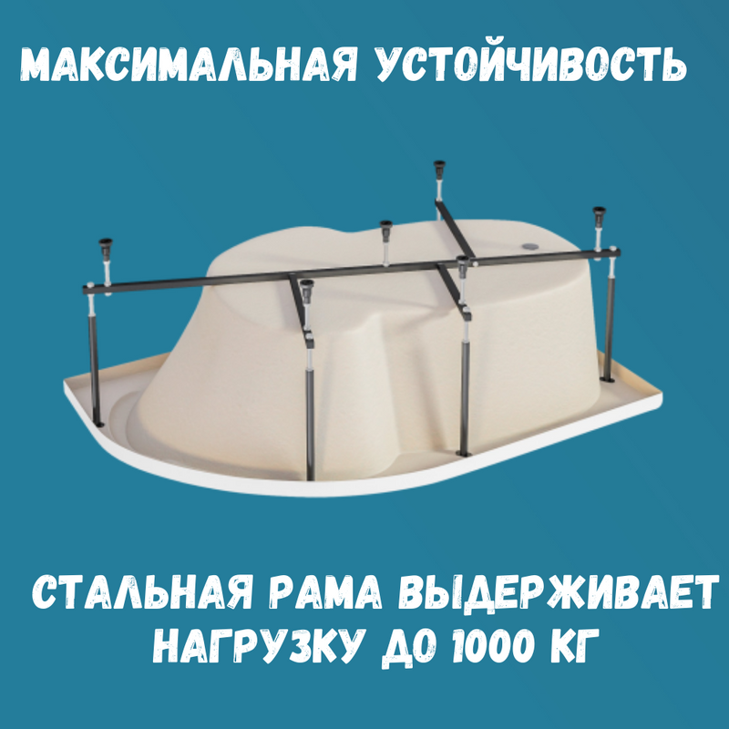 Акриловая ванна 1MarKa Diana R Премиум 170x90 см, угловая, правая, пристенная, белая, асимметричная, с каркасом, с экраном, с сиденьем, со сливом-переливом
