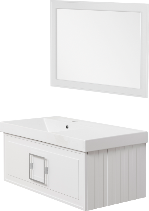 Мебель для ванной комнаты La Fenice Cubo 90 L белая, ручка хром