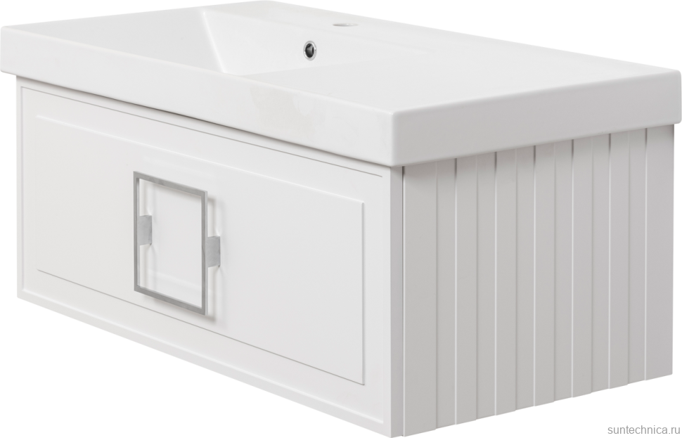 Мебель для ванной комнаты La Fenice Cubo 90 L белая, ручка хром