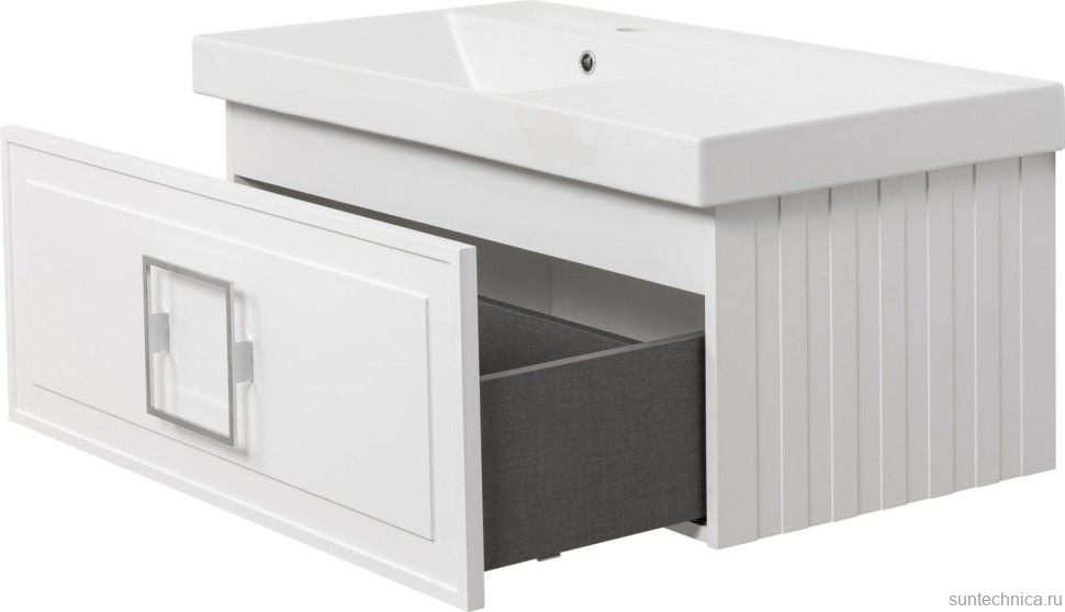 Мебель для ванной комнаты La Fenice Cubo 90 L белая, ручка хром