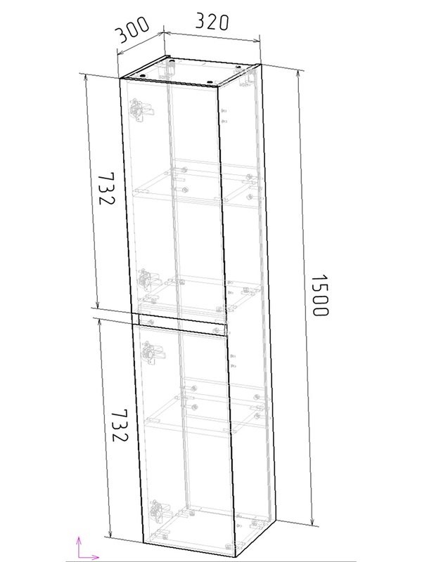 Шкаф-пенал для ванной Grossman Меркадо 32 L/R подвесной, матовый графит