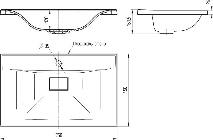 Тумба с раковиной Vincea Mia 75 темный дуб