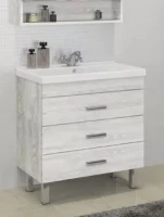 Тумба с раковиной Comforty Никосия 80H напольная, белый дуб, с раковиной Fest 80