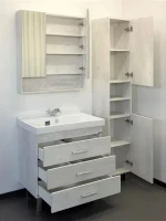Тумба с раковиной Comforty Никосия 80H напольная, белый дуб, с раковиной Fest 80