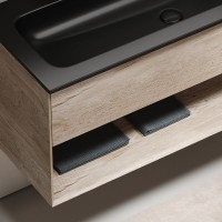 Мебель для ванной комнаты Sancos Marmi 1.0 120 черная раковина, на двоих, дуб галифакс натуральный