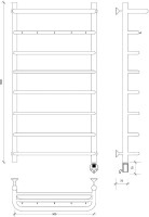 Полотенцесушитель электрический Secado Мерида 1 КСП 105x55 см, подключение справа, глянцевый хром, лесенка, с полкой