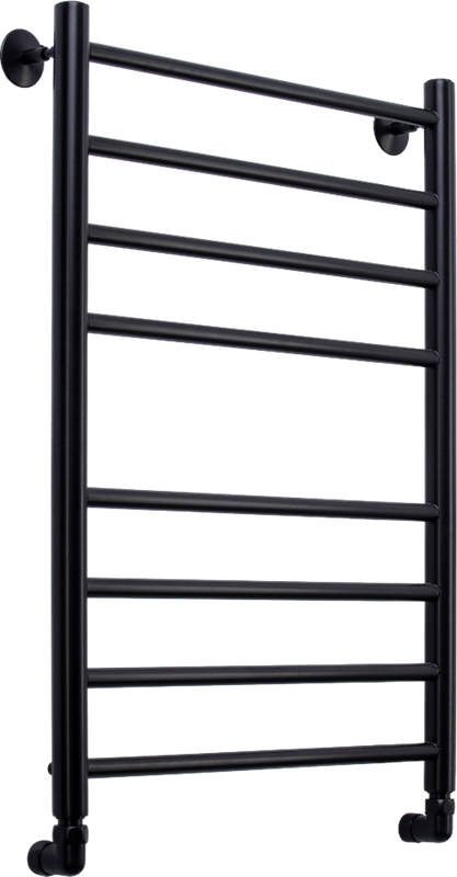 Полотенцесушитель водяной Comfysan Luce W-8 80х50 80x55 см, черный матовый, лесенка