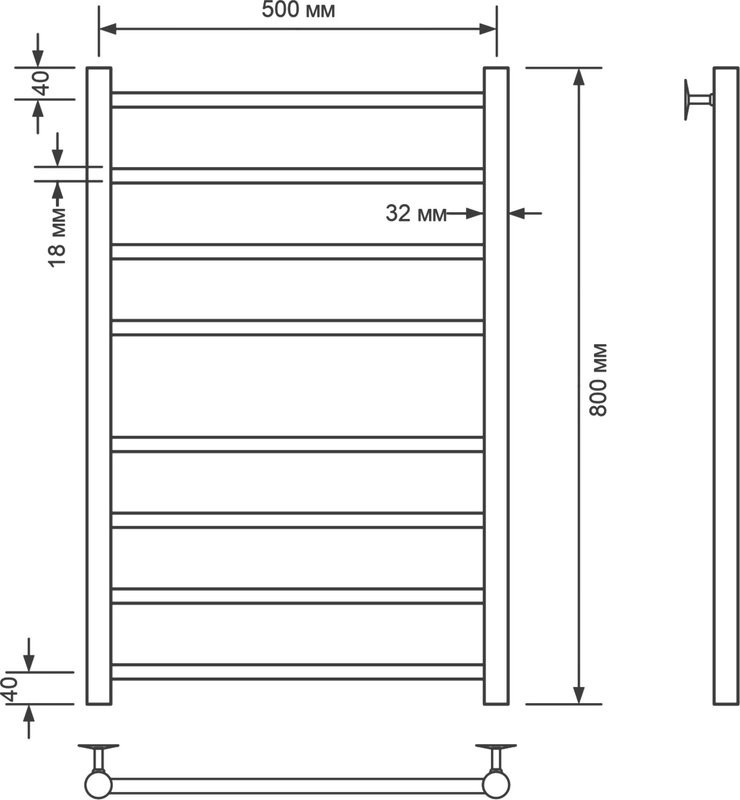 Полотенцесушитель водяной Comfysan Luce W-8 80х50 80x55 см, черный матовый, лесенка