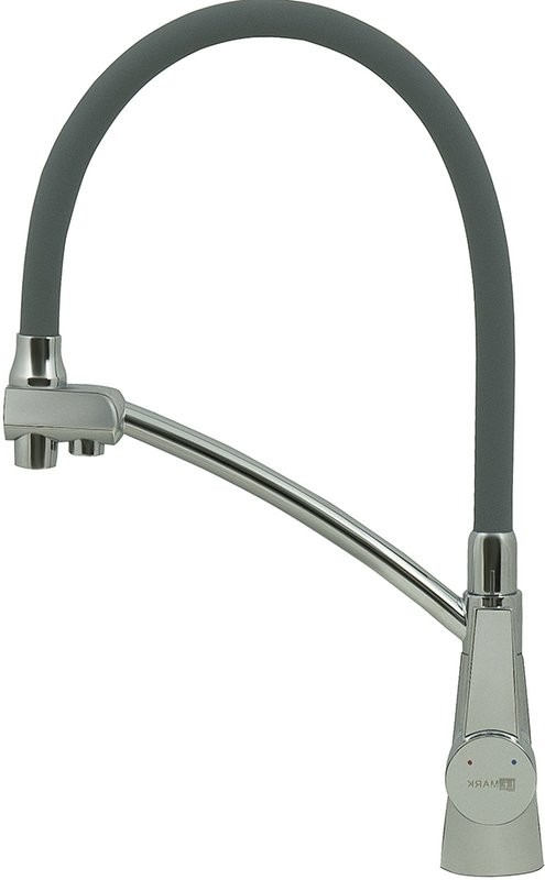 Смеситель для кухни Lemark Comfort LM3071C-Gray с гибким изливом, хром, серый
