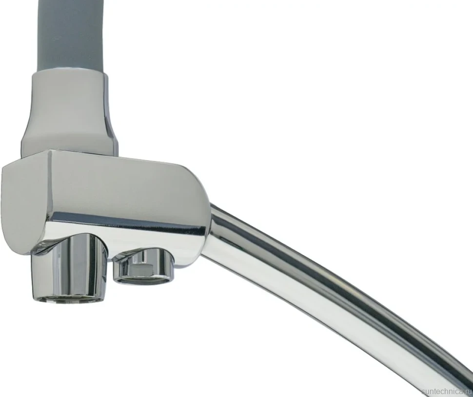 Смеситель для кухни Lemark Comfort LM3071C-Gray с гибким изливом, хром, серый