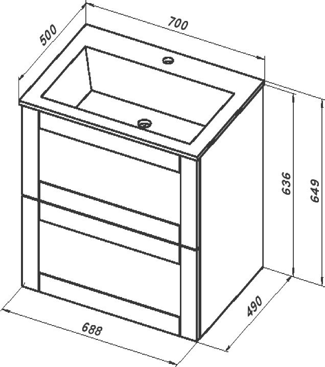 Тумба с раковиной Aquanet Терра 70 подвесная, белая матовая