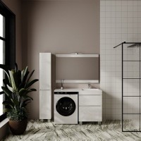 Мебель для ванной комнаты Style Line Даллас Леон 120 R Люкс Plus напольная, белая, для стиральной машины, 3 ящика